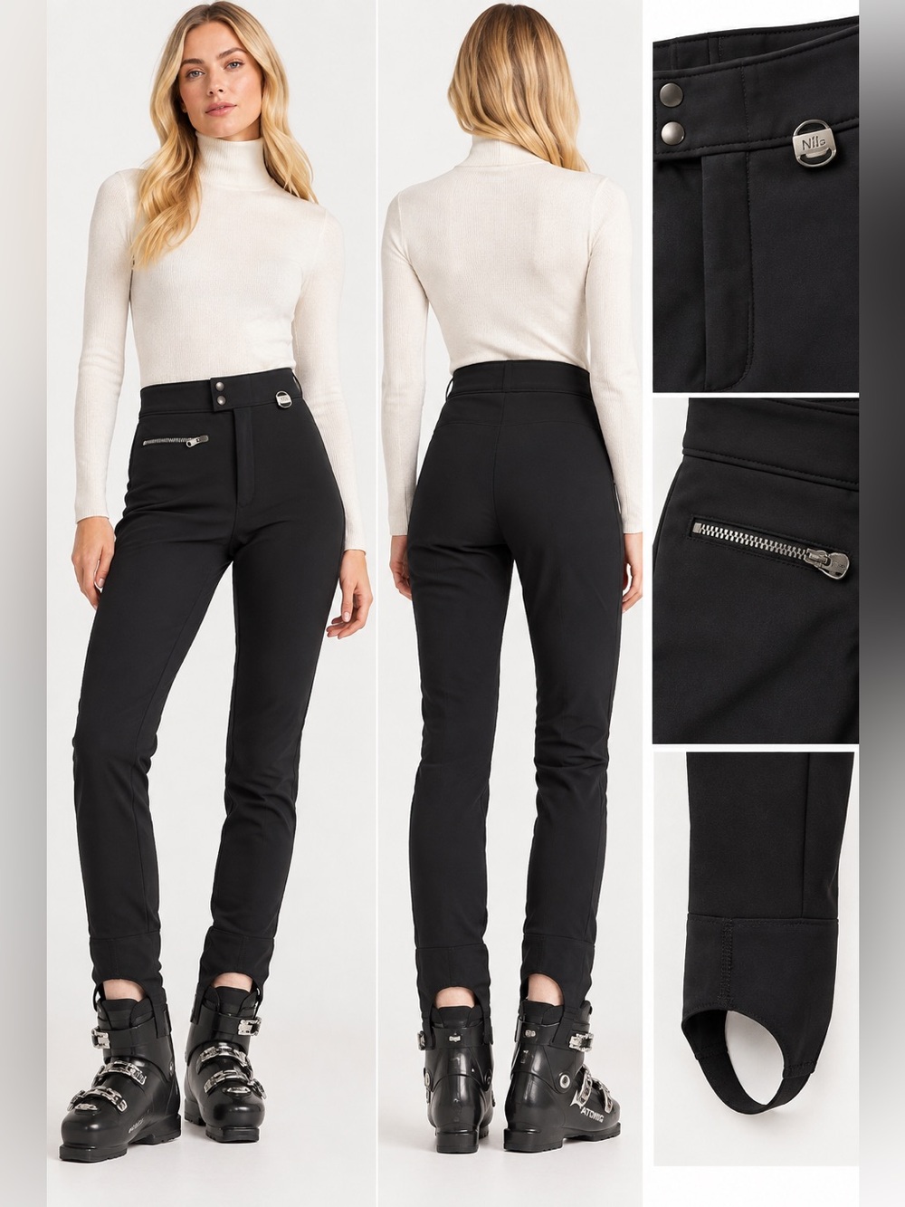 Vintage NILS High Rise Black Stirrup Ski Pants | Size 12
